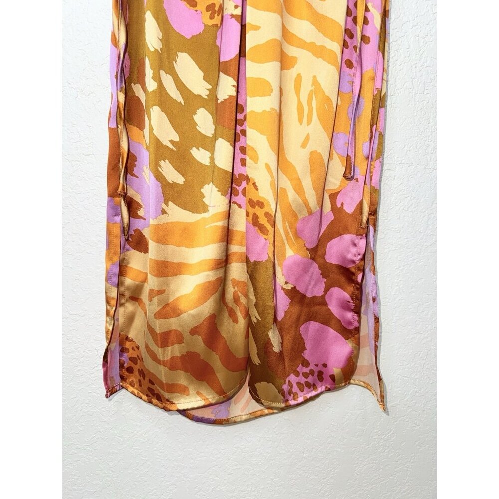 CHRISTIAN LACROIX Keyhole Satin Midi Dress Small Colorful Zipper Back Small P - Picture 12 of 14